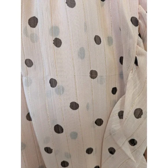 Madewell Maxi Dress Women's 6 Pink Polka Dot Ruffle Faux Wrap Lined V-Neck Zip - Picture 5 of 11